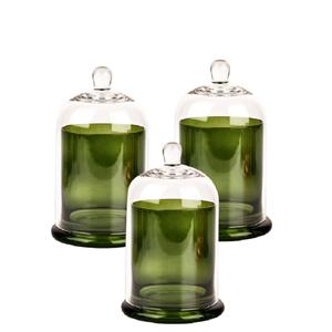 Glass candle jar with bell dome, 105mm dia.x 162mm h