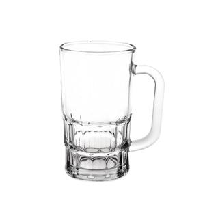 Glass mug pressed machine made glass cup with handle, 75mm dia.x 125mm h