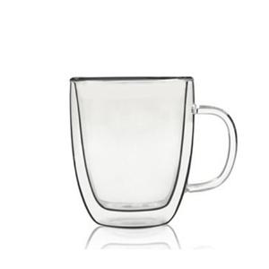 Double wall glass mug, 90mm dia.x 100mm h