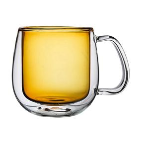 Double wall glass mug, 97mm dia.x 97mm h