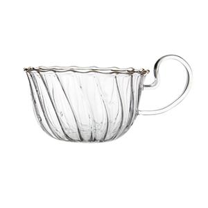 Borosilicate glass milk tea drinking cup with handle, 93mm dia.x 53mm h