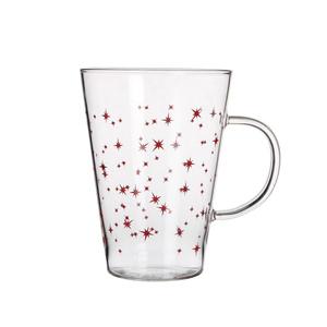 Printing logo borosilicate clear glass cup single wall glass mug, 88mm dia.x 120mm h