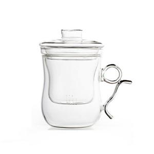 Teapot glass infuser mug cup, 90mm dia.x 130mm h