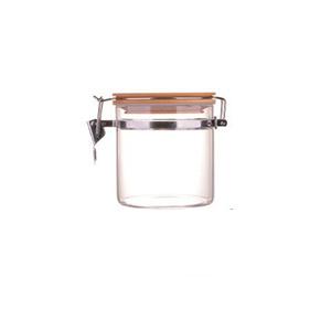 Cheap food storage glass jars glass with airtight locking clamp bamboo lid and silicone ring, 100mm dia.x 100mm h