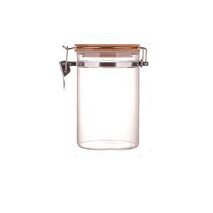Borosilicate glass storage jars with airtight locking clamp lids, 100mm dia.x 120mm h