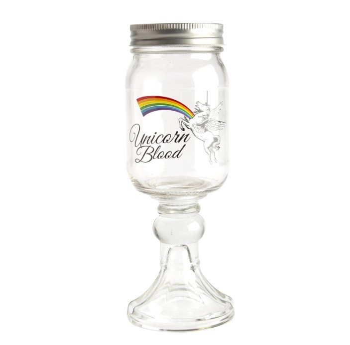 Mason jar drinking glass on stem, 80mm dia.x 230mm h