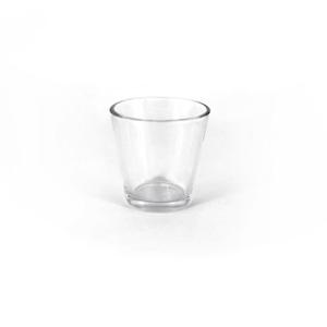Glass candle holder, 65mm dia.x 59mm h