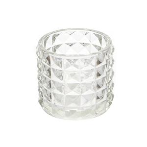 Clear diamond pattern glass votive and tealight candle holder, 73mm dia.x 65mm h