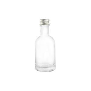 50ml clear glass nordic liquor bottle, 18mm screw top, 120/cs, 42mm dia.x 102mm h
