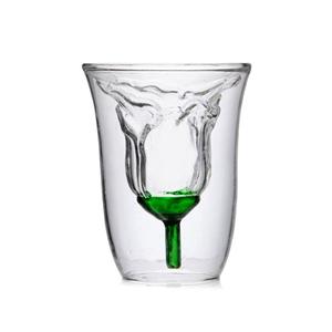 Double wall rose design glass, 98mm dia.x 110mm h