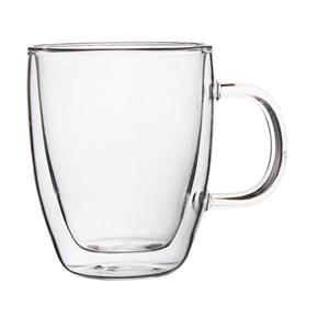 Double wall glass mug, 85mm dia.x 105mm h