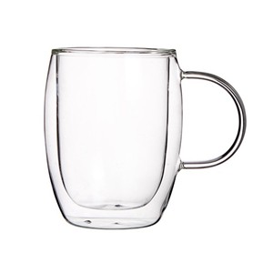 Double wall glass mug, 95mm dia.x 120mm h