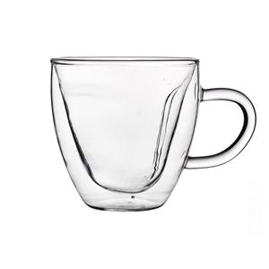 Double wall glass mug, 95mm dia.x 95mm h