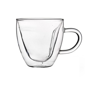 Double wall glass mug, 95mm dia.x 95mm h