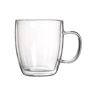 Double wall glass mug, 102mm dia.x 118mm h