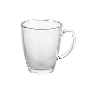 Decal logo wholesale glass tea mug for drinking, 90mm dia.x 105mm h