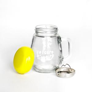Glass mug with lid, 86mm dia.x 155mm h