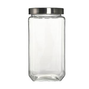 Glass storage jar with metal lid, 115mm dia.x 180mm h