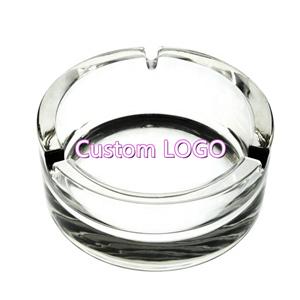 Ash tray round glass, 131mm dia.x 49mm h
