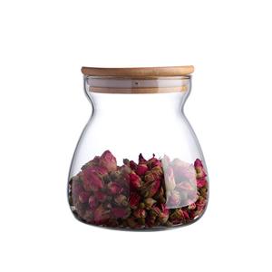 Glass storage jar, 130mm dia.x 205mm h
