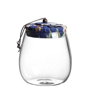 Glass storage jar, 110mm dia.x 170mm h