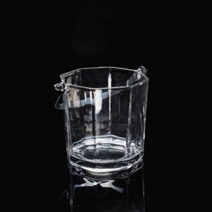 Glass ice bucket with hand, 130mm dia.x 124mm h