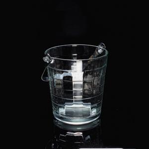 Glass ice bucket with hand, 122mm dia.x 133mm h