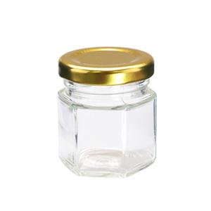 Hex glass jar 45ml, 40mm dia.x 51mm h