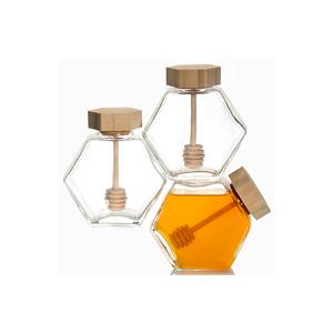 Hex glass jar 380ml, 115mm dia.x 112mm h