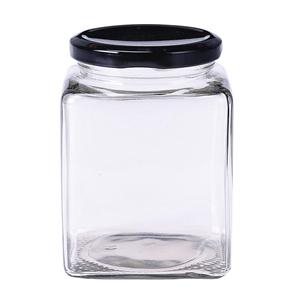 Square glass jar, 93mm dia.x 125mm h