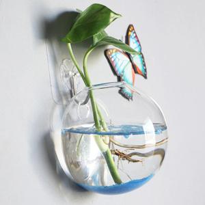 Wall-mounted glass vase, 120mm dia.x 80mm h