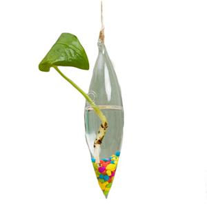 Hanging transparent glass vase two pairs of sharp hydroponic bottle, 80mm dia.x 230mm h Hanging transparent glass vase two pairs of sharp hydroponic bottle, 80mm dia.x 230mm h