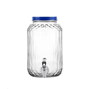 Juice glass beverage dispenser silver lid, 150mm dia.x 250mm h