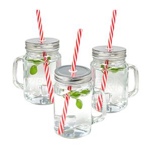 Glass mason jar with handle, 76mm dia.x 132mm h Glass mason jar with handle, 76mm dia.x 132mm h