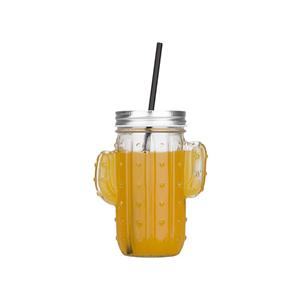 Cactus shaped drinking bottle glass mason jar, 70mm dia.x 140mm h Cactus shaped drinking bottle glass mason jar, 70mm dia.x 140mm h