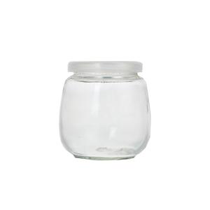Round shaped glass pudding jar, 80mm dia.x 85mm h