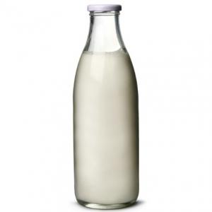 Glass milk bottle , 85mm dia.x 265mm h