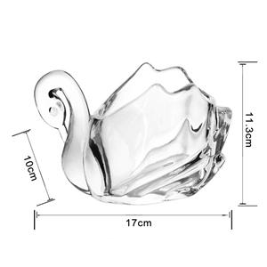 Creative swan glass ornaments living room table cleaning decorative box candy storage box, 105mm dia.x 78mm h