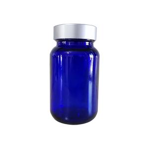 Cobalt blue glass packer bottle, 65mm dia.x 117mm h Cobalt blue glass packer bottle, 65mm dia.x 117mm h