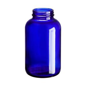 Cobalt blue glass packer bottle, 85mm dia.x 153mm h Cobalt blue glass packer bottle, 85mm dia.x 153mm h