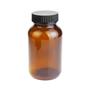 Amber glass packer bottle, 65mm dia.x 117mm h Amber glass packer bottle, 65mm dia.x 117mm h
