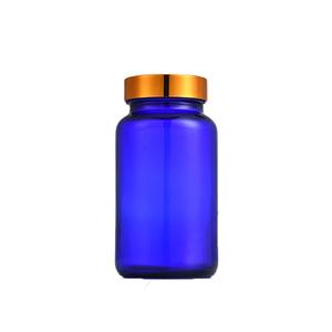 Cobalt blue glass packer bottle, 75mm dia.x 136mm h Cobalt blue glass packer bottle, 75mm dia.x 136mm h