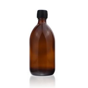 Amber glass sirop bottle, 77mm dia.x 177mm h