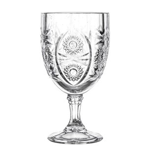 Carved glass goblets, 65mm dia.x 150mm h