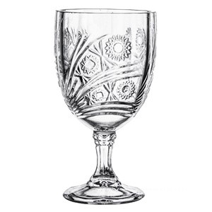 Carved glass goblets, 65mm dia.x 150mm h