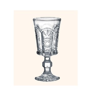 Carved glass goblets, 40mm dia.x 111mm h