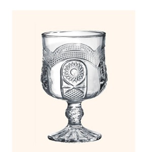 Carved glass goblets, 62mm dia.x 121mm h