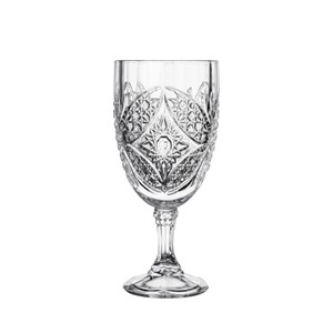 Carved glass goblets, 65mm dia.x 150mm h