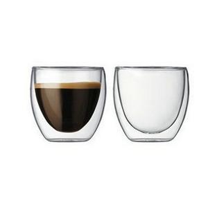 Double wall insulated glass coffee cups, 83mm dia.x 70mm h Double wall insulated glass coffee cups, 83mm dia.x 70mm h