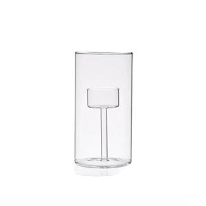 Decorative glass candlestick holder, 90mm dia.x 150mm h